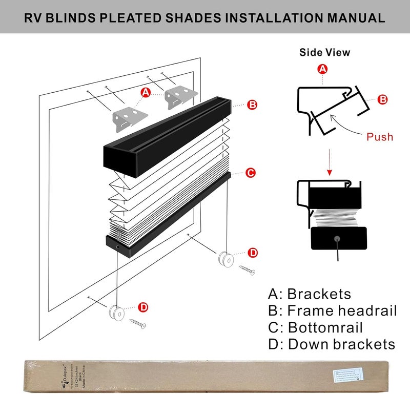 Dulepax RV Blinds - Pleated Shades, 20" W x 38" L Black RV Window Shades for Camper, Travel Trailers & Motorhome Windows - Image 4